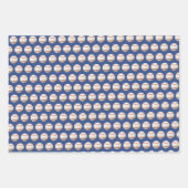 野球 ソフトボール スポーツ柄 レッド ホワイト & ブルー ラッピングペーパーシート (正面)