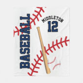 野球⚾ダークブルーのスポーツ フリースブランケット (正面)