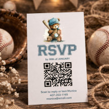 野球 テディベア ベイビーシャワー QRコード  RSVP