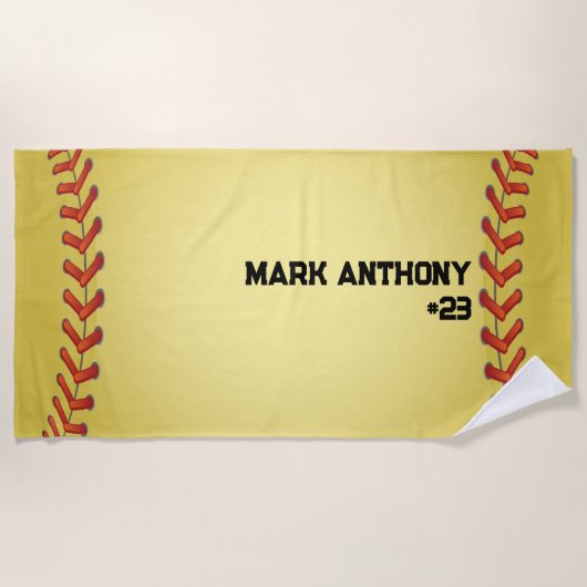 野球/パーソナライズされたソフトボール2ビーチタオル ビーチタオル (正面)