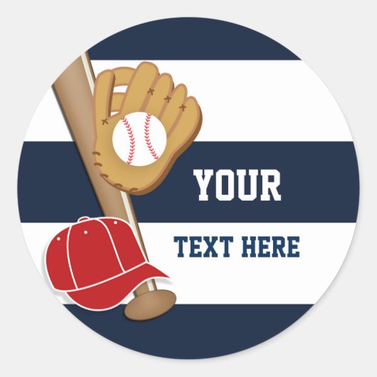 野球 ブルーストライプ バースデーパーティー シール (正面)