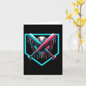 野球 ホームベース ドリップ少年 野球バット カード (黄色い花)