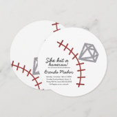 野球 ホームランダイヤモンド宝石 ブライダルシャワー招待状 セーブザデート (正面/裏面)