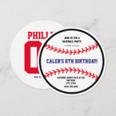 野球 ラウンド 誕生日パーティー スポーツ ご招待 招待状 (正面/裏面)