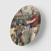 野球：ヴィンテージ ラウンド壁時計 (傾斜)