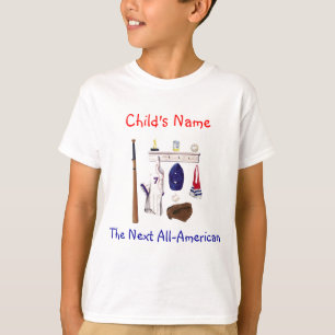 野球-全米の子供のTシャツのテンプレート Tシャツ