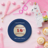 野球、第16回バースデーパーティー、名前、ブルー ペーパープレート (パーティー)