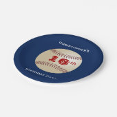 野球、第16回バースデーパーティー、名前、ブルー ペーパープレート (アングル)