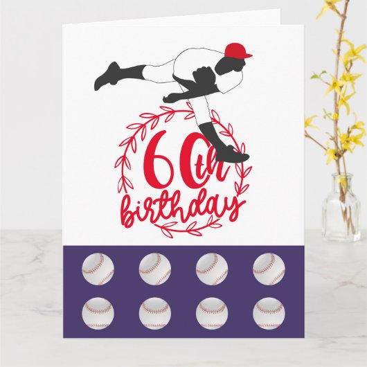 野球・誕生日第60戦 カード (黄色い花)