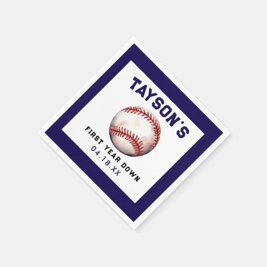 野球・1年目を終える1歳の誕生日 スタンダードカクテルナプキン (角)