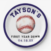 野球・1年目を終える1歳の誕生日 ペーパープレート (正面)