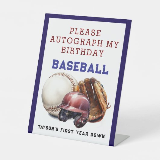 野球・1年目を終える1歳の誕生日 台座サイン (正面)