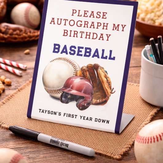 野球・1年目を終える1歳の誕生日 台座サイン