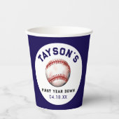 野球・1年目を終える1歳の誕生日 紙コップ (正面)