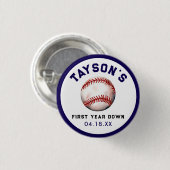 野球・1年目を終える1歳の誕生日 缶バッジ (正面&裏面)