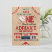 野球　1歳の男の子 招待状 (スタンド正面)