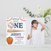 野球　1歳の誕生日　写真招待状 招待状 (スタンド正面)