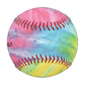 野球 – groovyピンクティール（緑がかった色）絞り染め パーソナライズされた 野球ボール (正面)