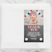 野球Chalkboardキッズフォト誕生日ありがとう 長方形シール