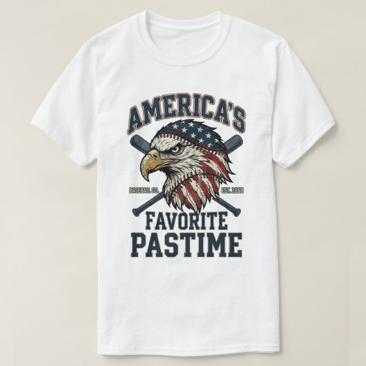 野球USAフラグ:イーグルお気に入りの過去の栄光ある愛国主義 Tシャツ (デザイン正面)