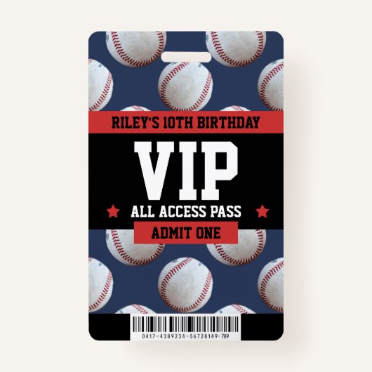 野球VIPバースデーパーティーゲストパス バッジ (正面)