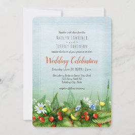 野生いちご牧草青空自然結婚ズ 招待状