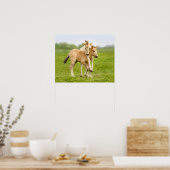 野生おもしろいのKonik Horsesが遊一緒にフォル –  ポスター (キッチン)