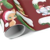 野生おもしろい動物のクリスマスアルファベット ラッピングペーパー (ロールコーナー)