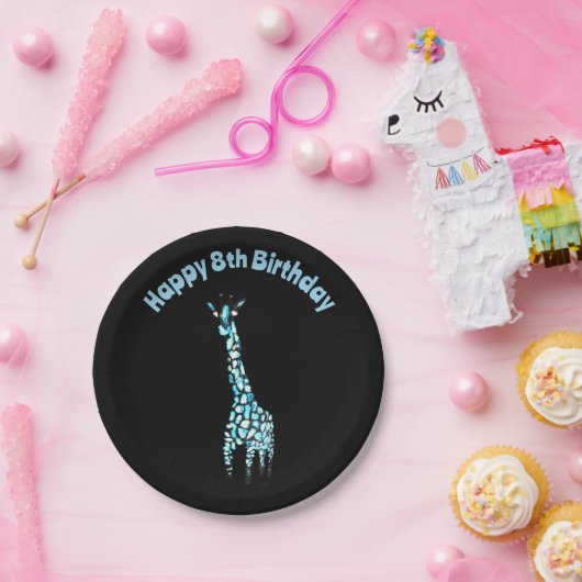 野生おもしろい動物青キリン年齢誕生日 ペーパープレート (パーティー)