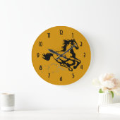 野生および自由な疾走する馬 ラージ壁時計 (ホーム)