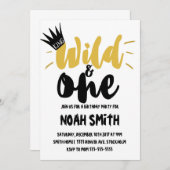 野生および1つの誕生日の男の子の誕生日の招待 招待状 (正面/裏面)