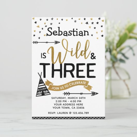 野生および3つの誕生日の招待状 招待状 (スタンド正面)