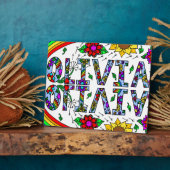 野生お洒落の花と少女の名前オリビア フォトプラーク (側面)