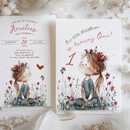 野生お洒落の花1歳の誕生日 招待状