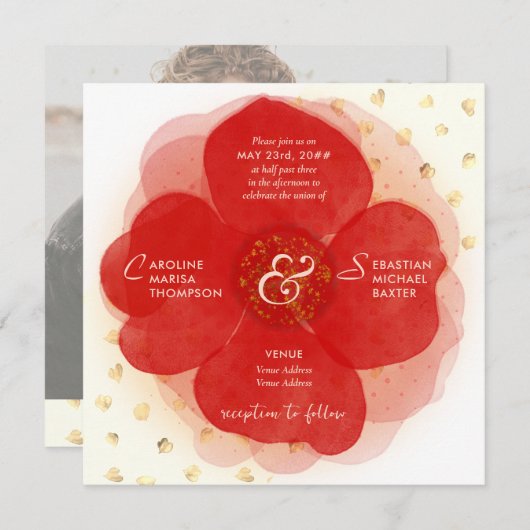 野生お洒落バラ植物園写真結婚の 招待状 (正面/裏面)