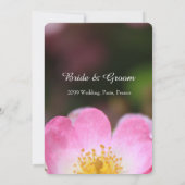 野生かわいらしのピンクのバラの花結婚式招待状。 招待状 (裏面)