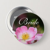 野生かわいらしのピンクのバラの花結婚花嫁のボタン 缶バッジ (正面&裏面)