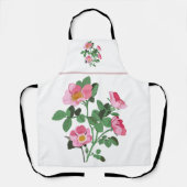 野生かわいらしのピンク色のバラ エプロン (正面)