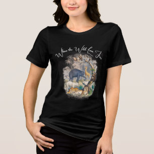野生が自由に生きる場所 – 女性用野生動物Tシャツ トライブレンドTシャツ