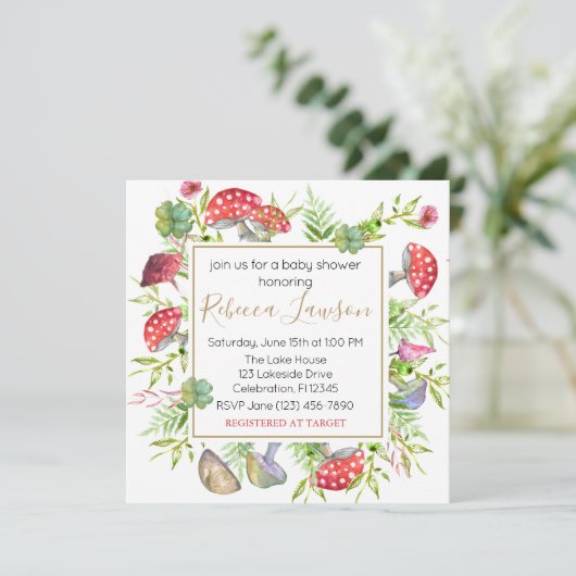 野生きのこ赤ちゃんシャワー招待状 招待状 (スタンド正面)