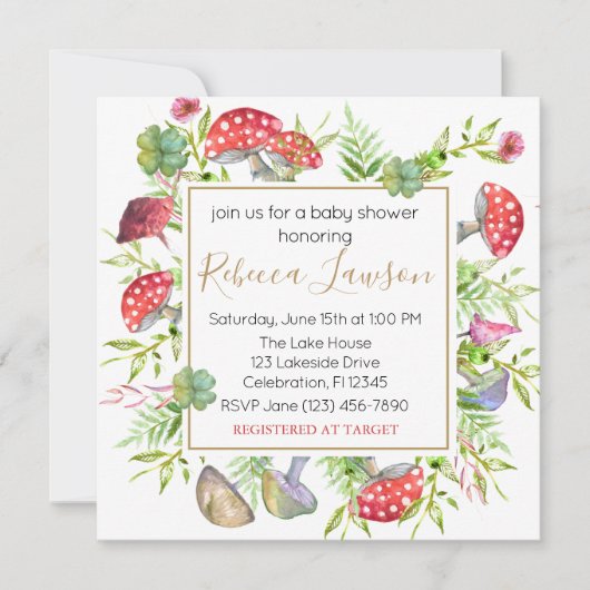 野生きのこ赤ちゃんシャワー招待状 招待状 (正面)