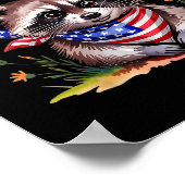 野生だけど自由な面白いアライグマ 7月4日 女性用パ ポスター (角)