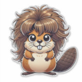 野生でふんわりとしたおもしろい毛深いビーバー シール (正面)