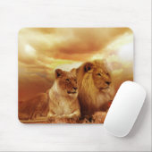 野生で休む美しいライオンたち マウスパッド (マウス)
