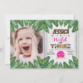 野生で無料の3番目の誕生日パーティー写真の招待状 招待状 (正面)