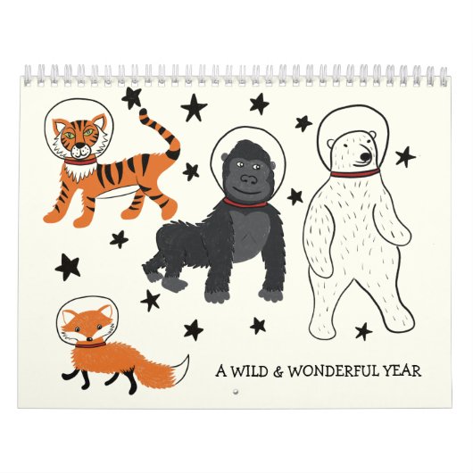 野生で素晴らしい図解入りの、写真付きの年 カレンダー (カバー)