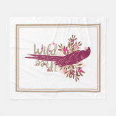 野生で自由なアラオウム熱帯葉 フリースブランケット (正面(横))