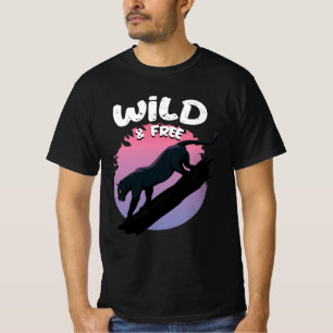野生で自由なブラックパンサージャングル動物 Tシャツ