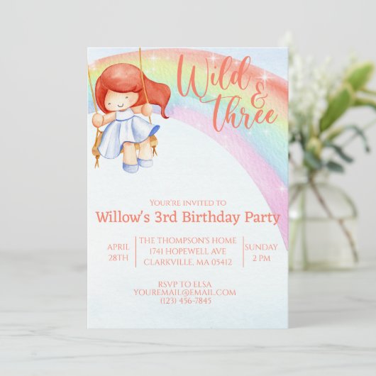 野生で自由な虹の3番目の誕生日 招待状 (スタンド正面)