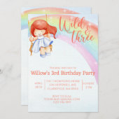 野生で自由な虹の3番目の誕生日 招待状 (正面/裏面)